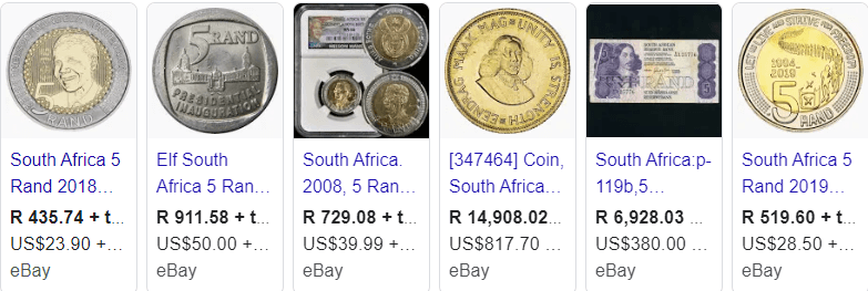 Screenshot of Mandela Coins Price