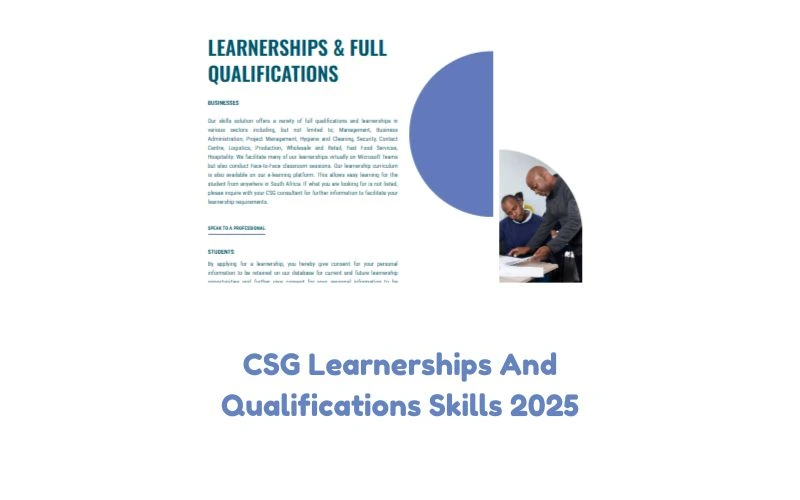 CSG Learnerships And Qualifications Skills