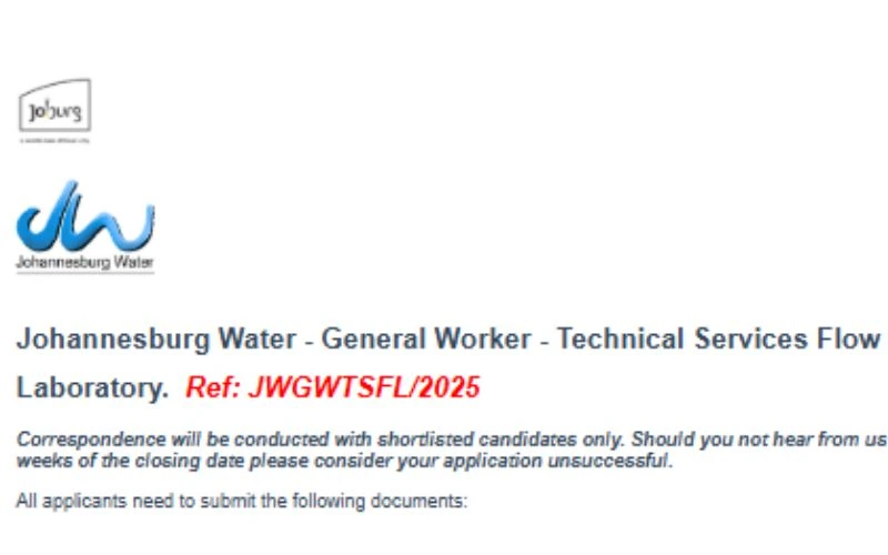 Johannesburg Water General Worker Jobs